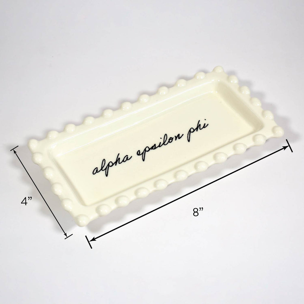 Alpha Chi Omega Jewelry Dish - Rectangular Cursive Script Sorority Name