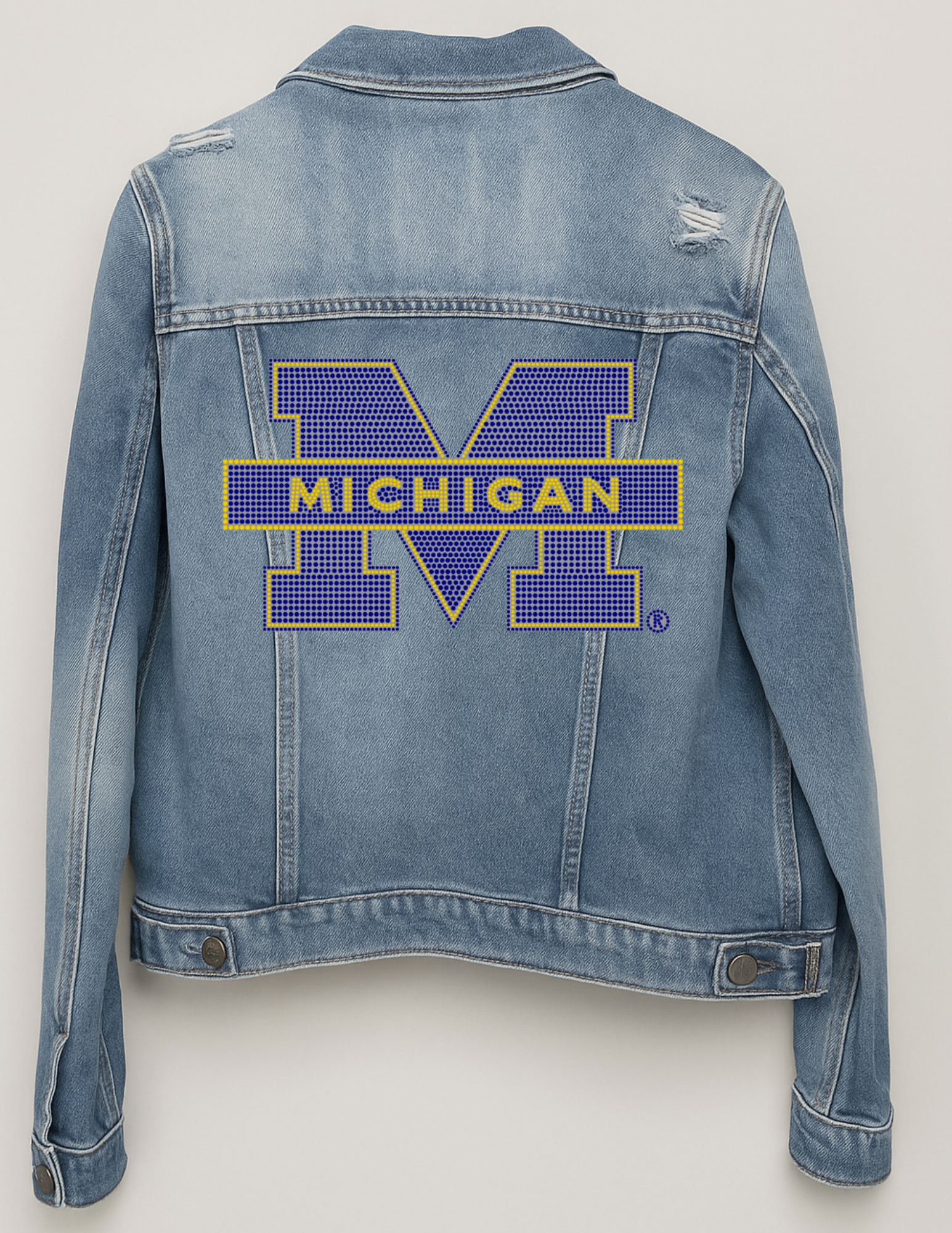 University Of Michigan Block M Blue Denim Jacket