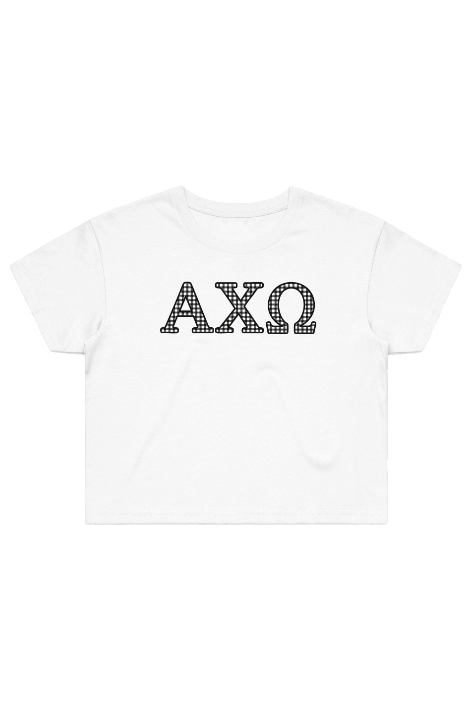 Alpha Chi Omega Gingham Crop Tee