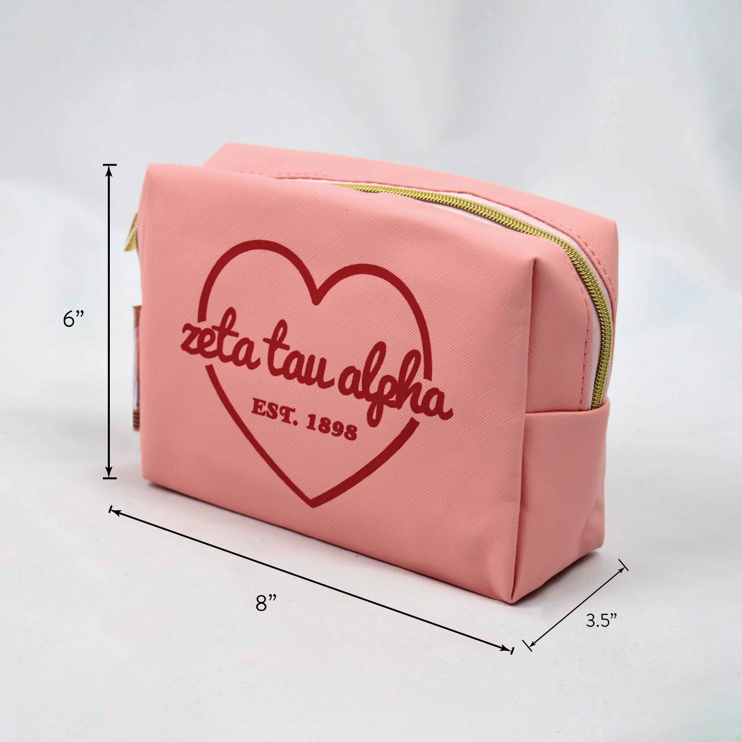 Kappa Kappa Gamma Pink w/Red Heart Makeup Bag
