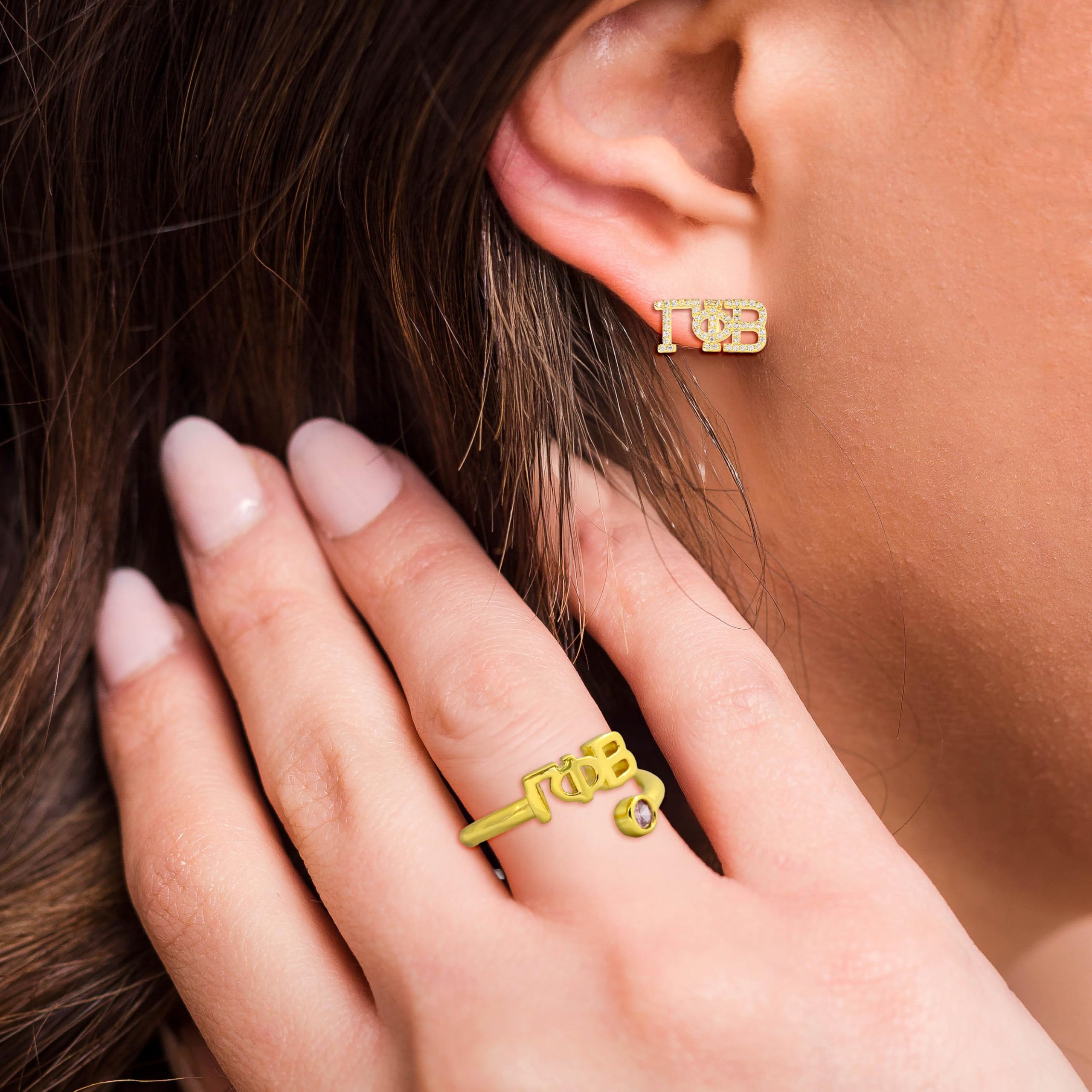 Zeta Tau Alpha Ring- Gold Plated with Greek Letters and CZ Gemstone