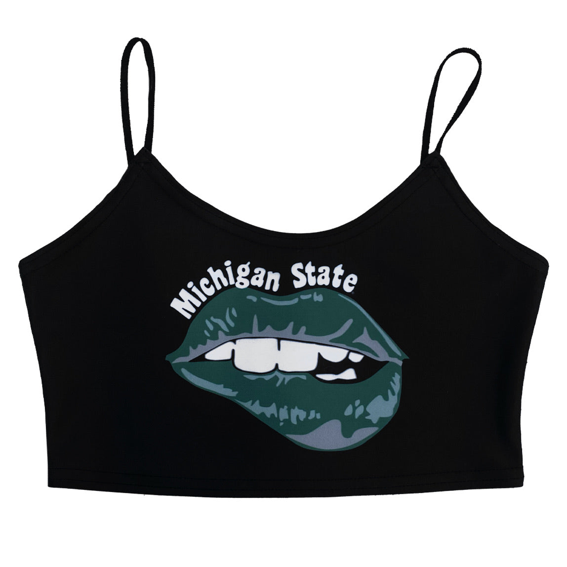 Michigan State Lips Black Spaghetti Tank