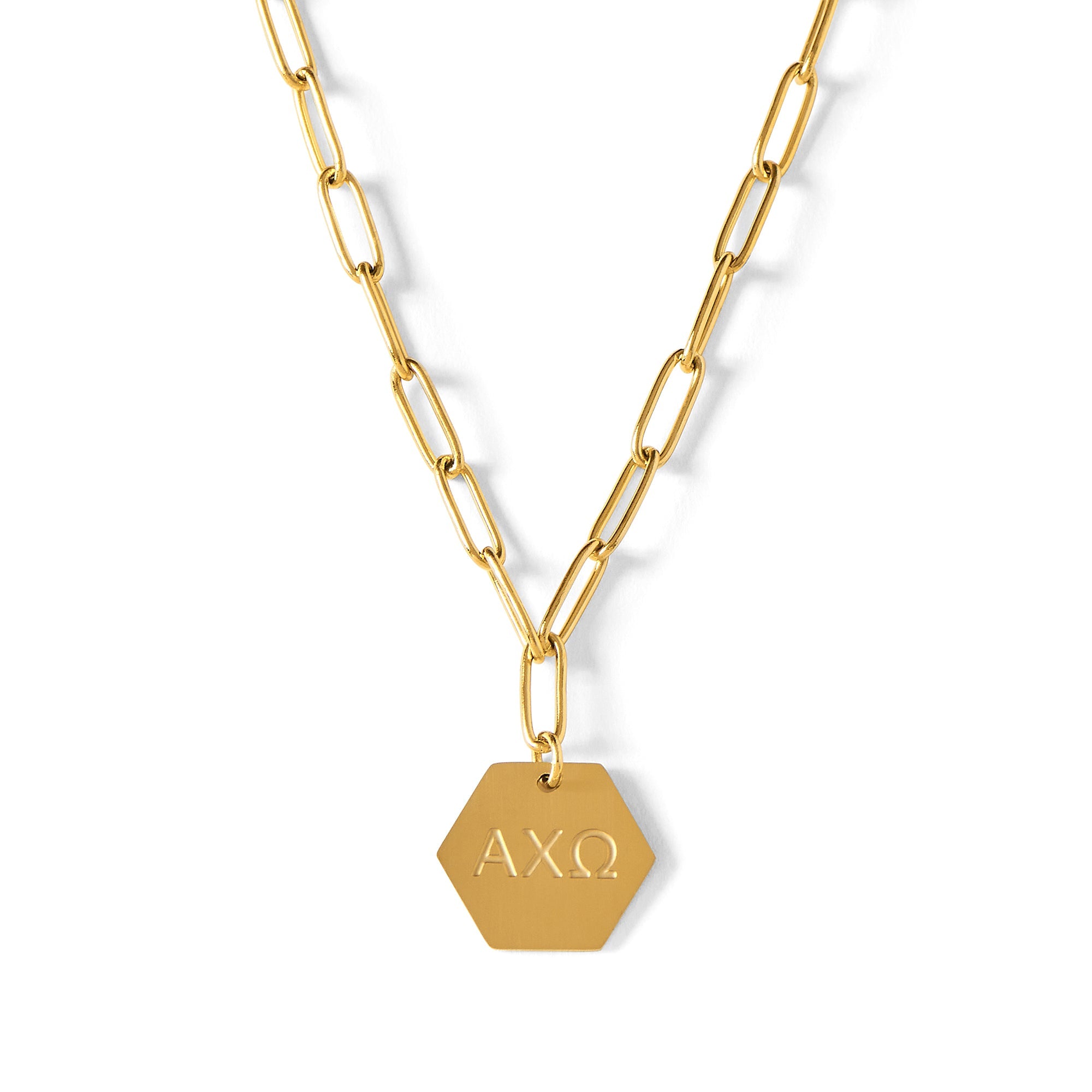 Alpha Chi Omega Paperclip Necklace with ACO Sorority Pendant