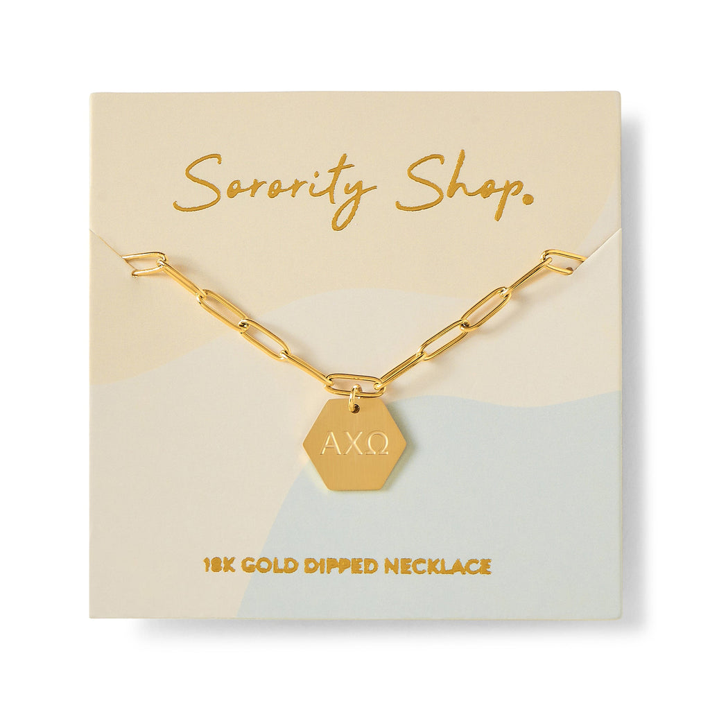 Alpha Chi Omega Paperclip Necklace with ACO Sorority Pendant