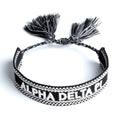 Alpha Delta Pi Woven Bracelet, Black and White Design