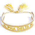 Alpha Delta Pi Woven Bracelet, White and Gold Design
