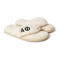 Alpha Phi - Furry Slippers Women - With Alpha Phi  Embroidery Logo