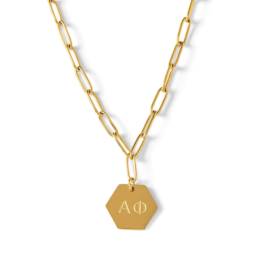 Alpha Phi Paperclip Necklace with AP Sorority Pendant