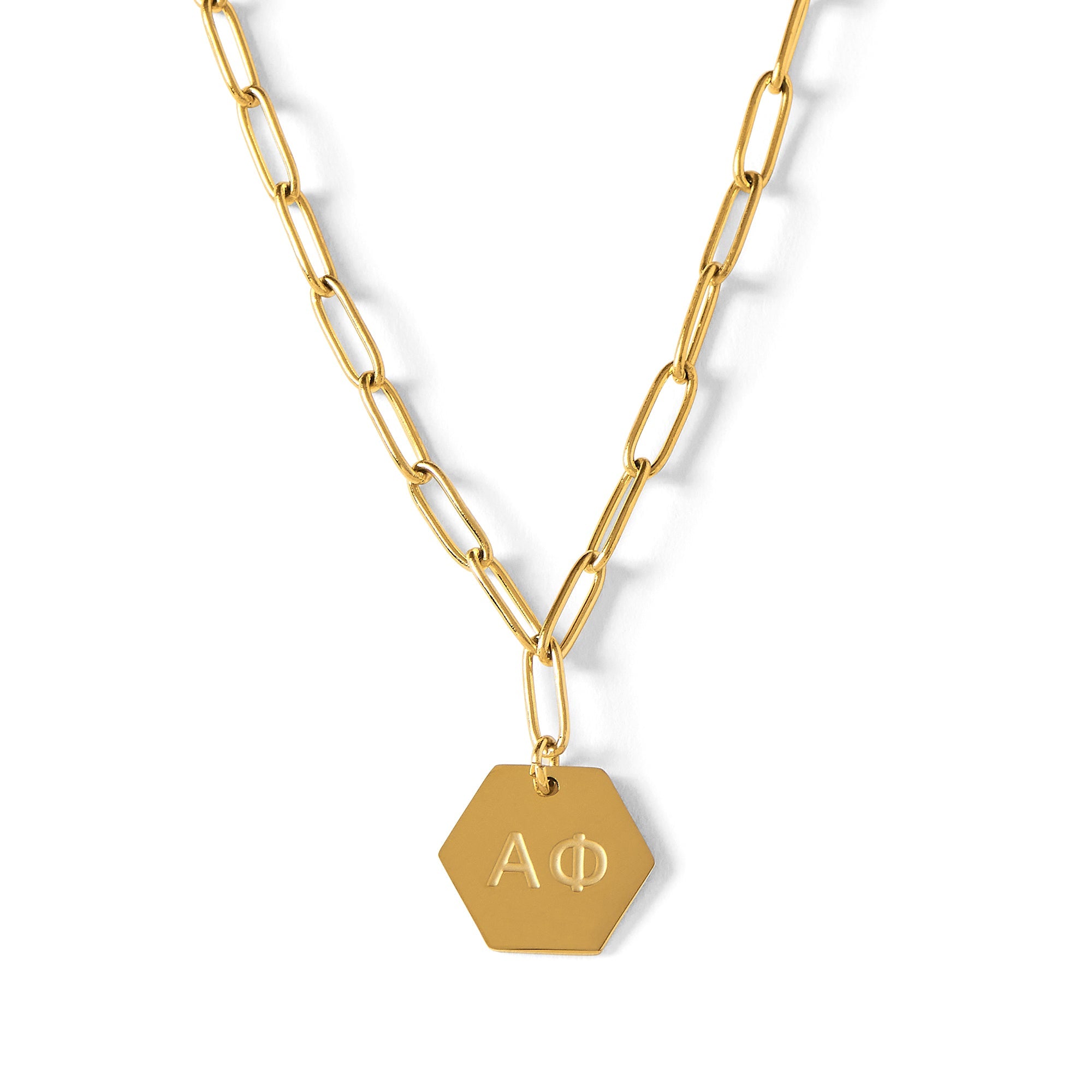 Alpha Phi Paperclip Necklace with AP Sorority Pendant