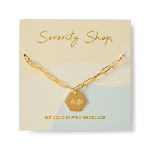 Alpha Phi Paperclip Necklace with Alpha Phi  Sorority Pendant