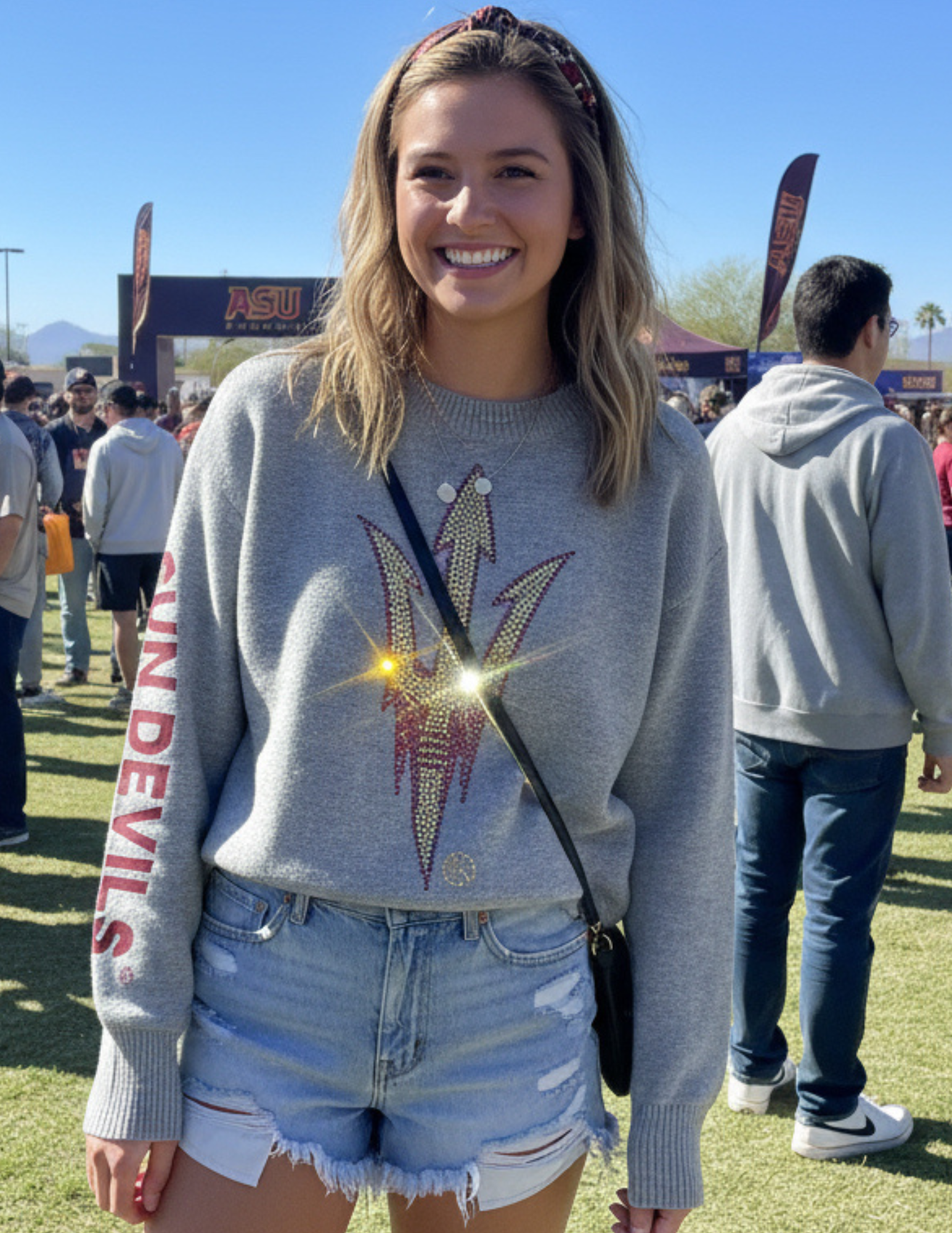 Arizona State Gray Crewneck Fork Sweater