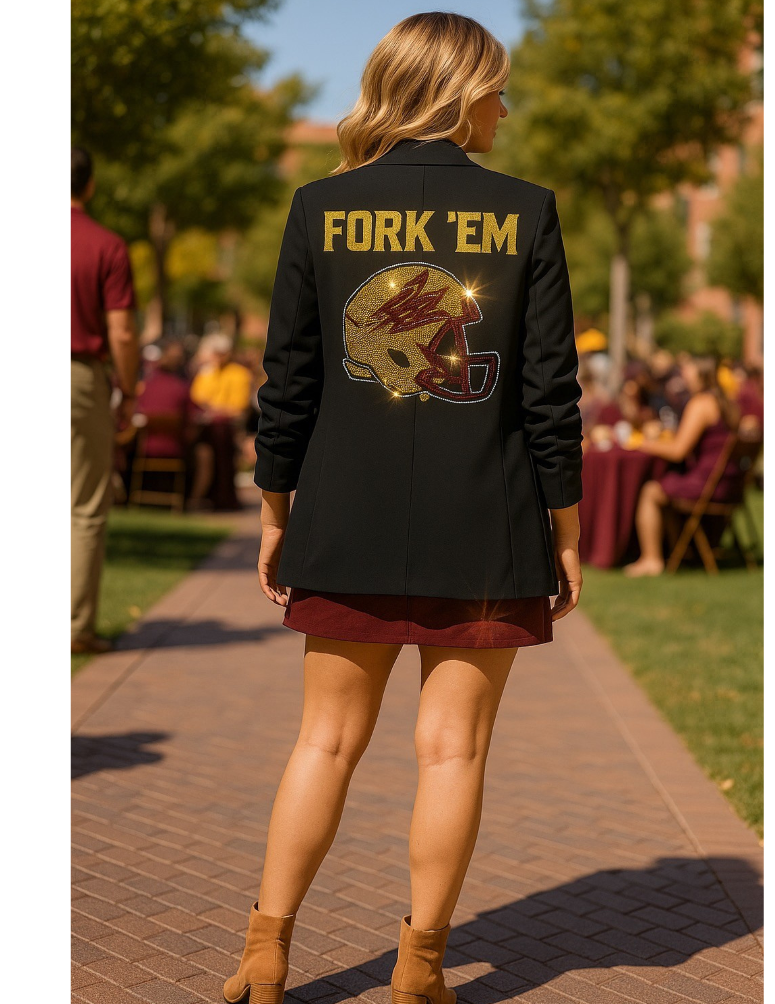 Arizona State Fork 'Em Helmet Black Ruched Blazer