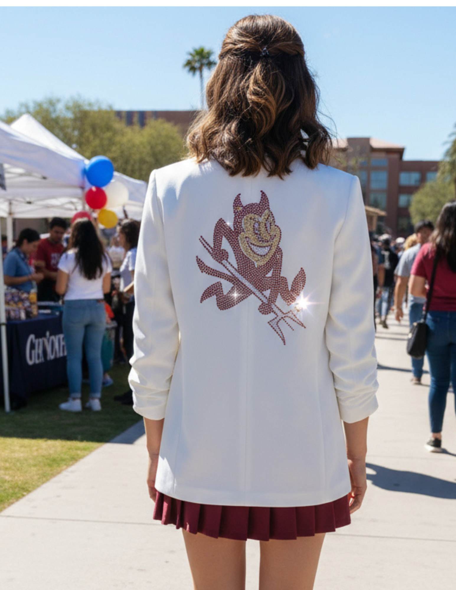 Arizona State Sun Devil White Ruched Sleeve Blazer