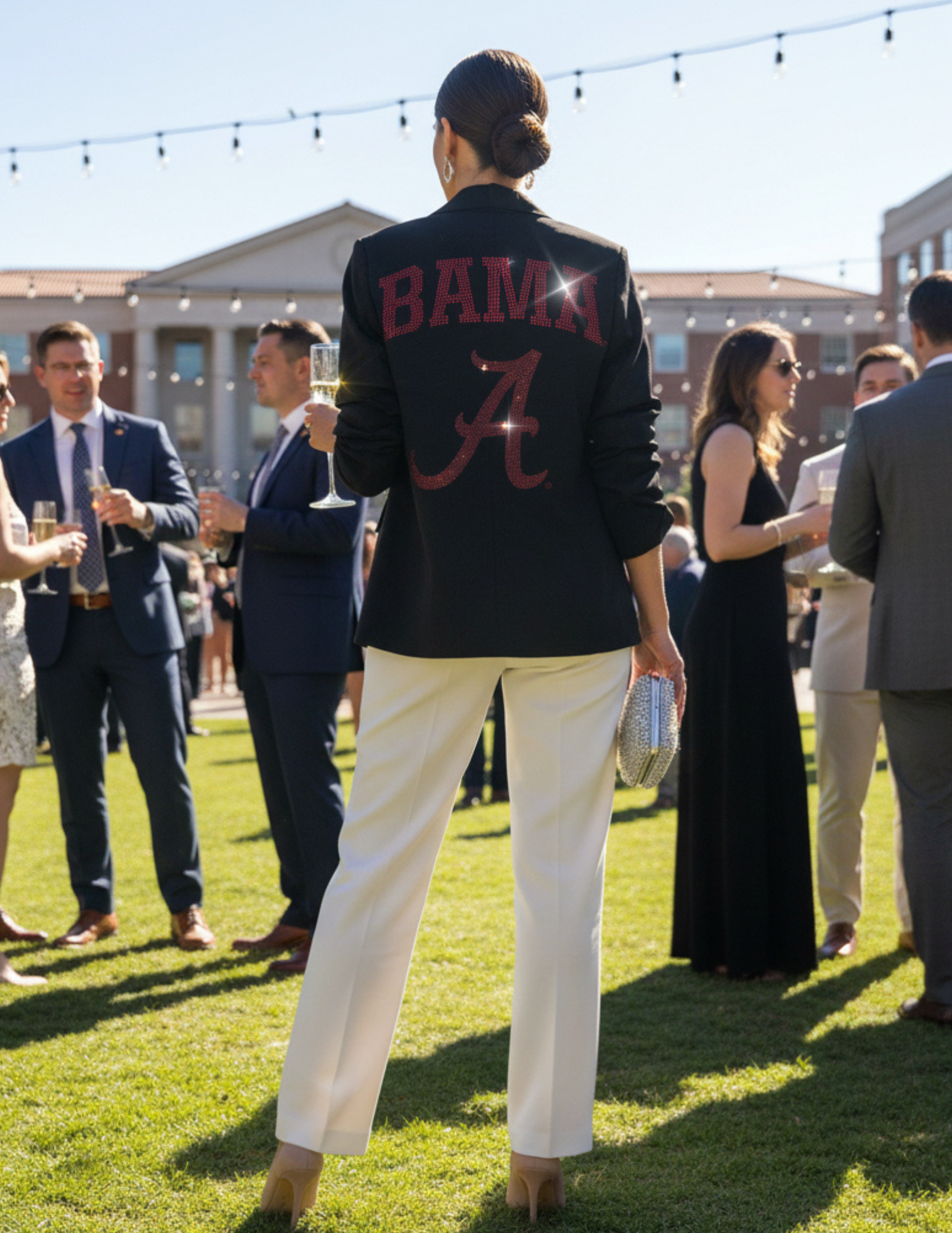 University of Alabama Bama & A Logo Ruched Black Blazer