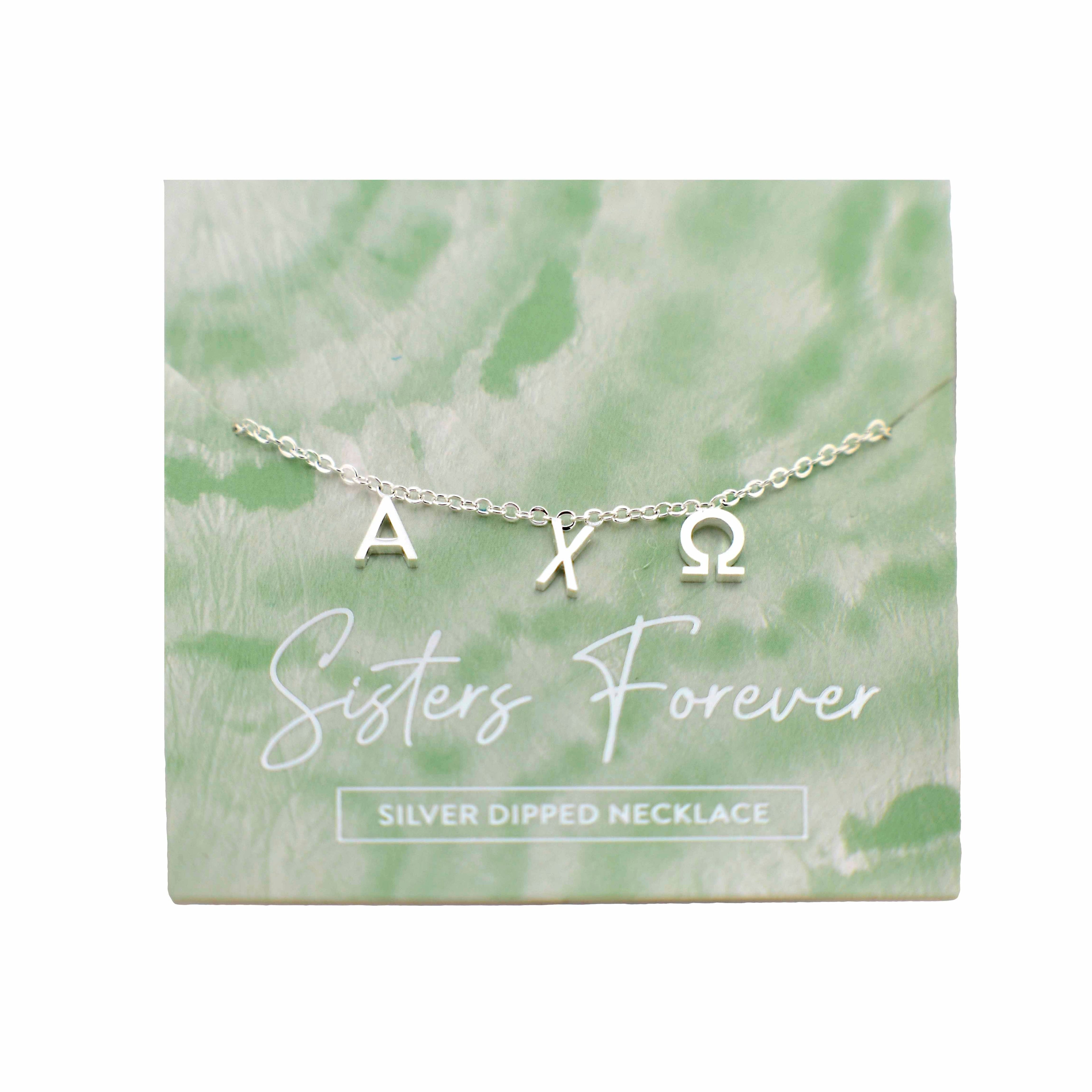 Alpha Chi Omega Silver Greek Letters Necklace