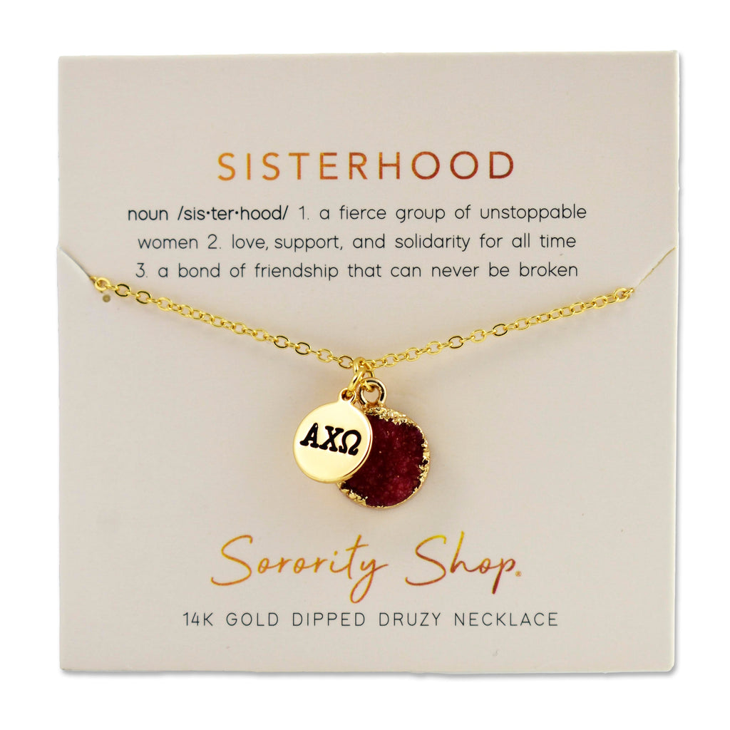 Alpha Chi Omega Sisterhood Druzy Necklace
