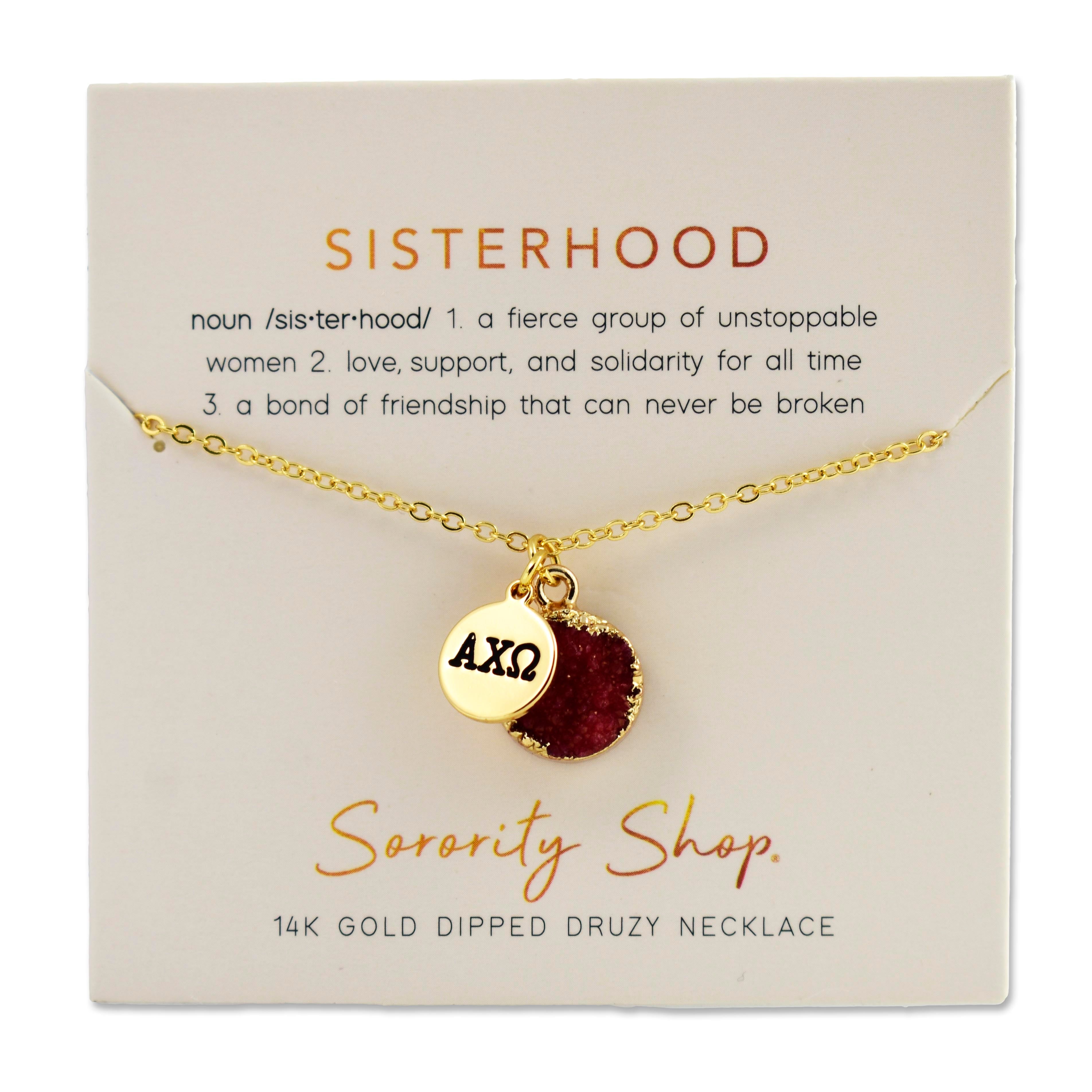 Alpha Chi Omega Sisterhood Druzy Necklace