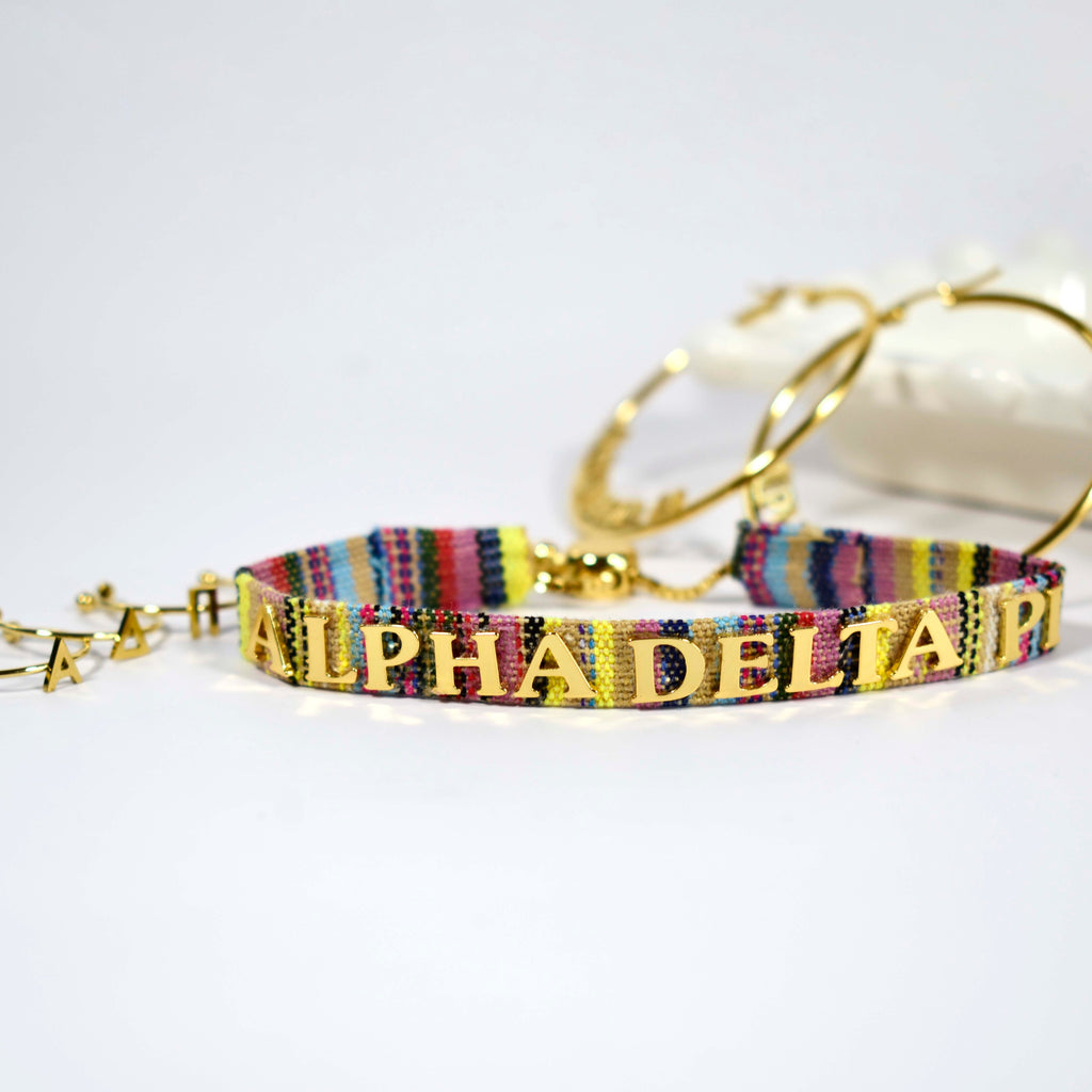 Alpha Delta Pi Woven Bracelet, Multi-Color Design