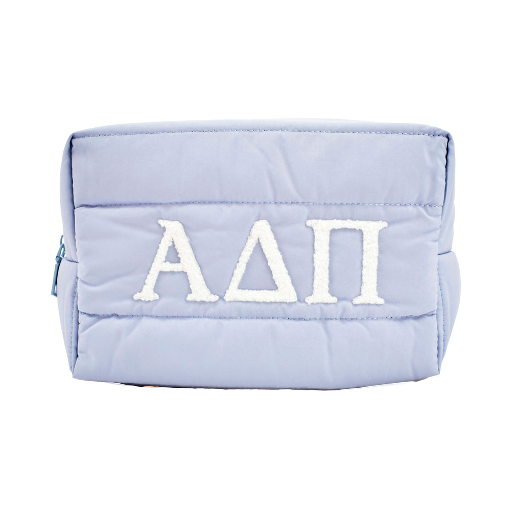 Alpha Delta Pi Makeup Bag - Puffer Style with Sorority Letters