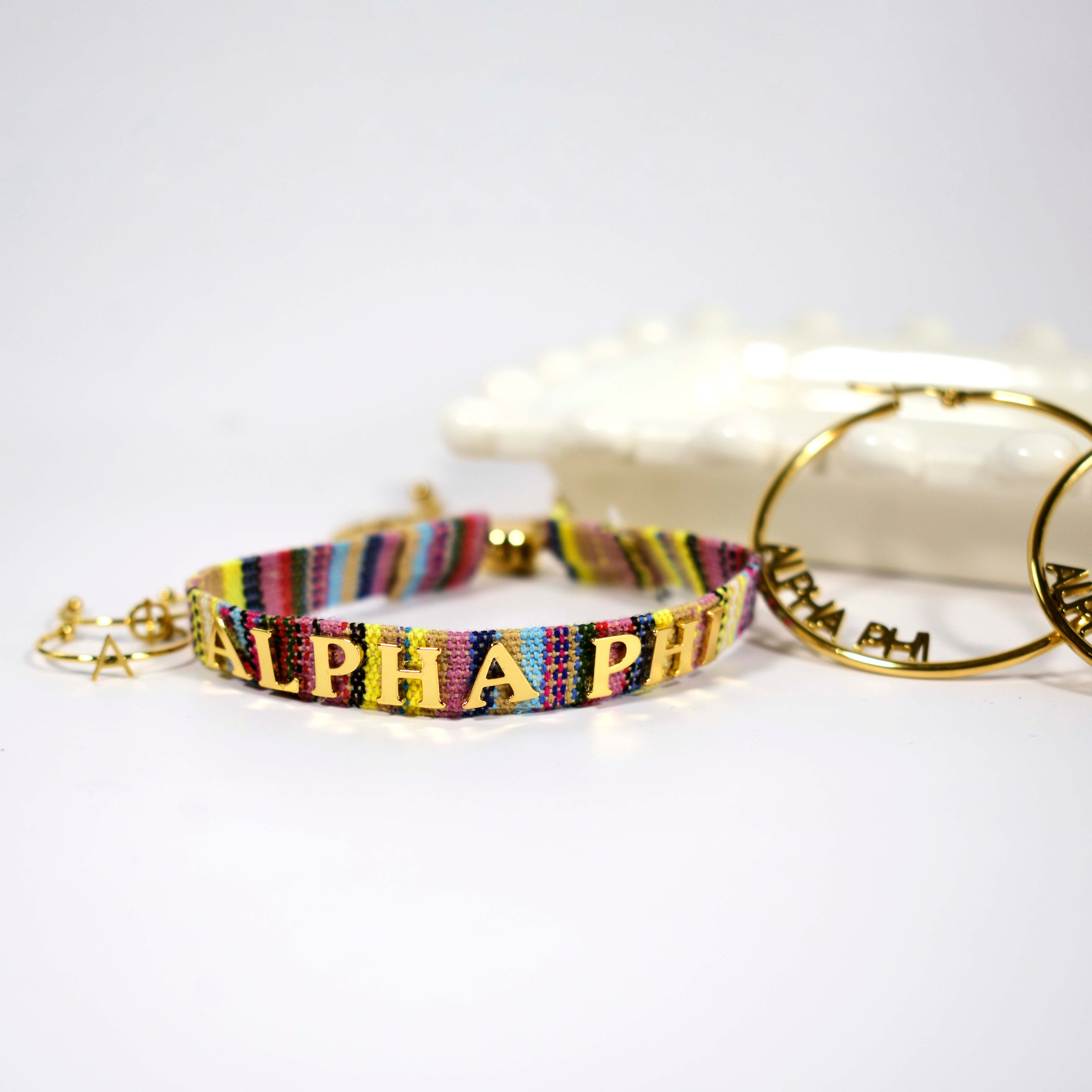 Alpha Phi Woven Bracelet, Multi-Color Design