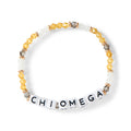 Chi Omega Bracelet With Glass Beads and 18K Gold Accent Beads