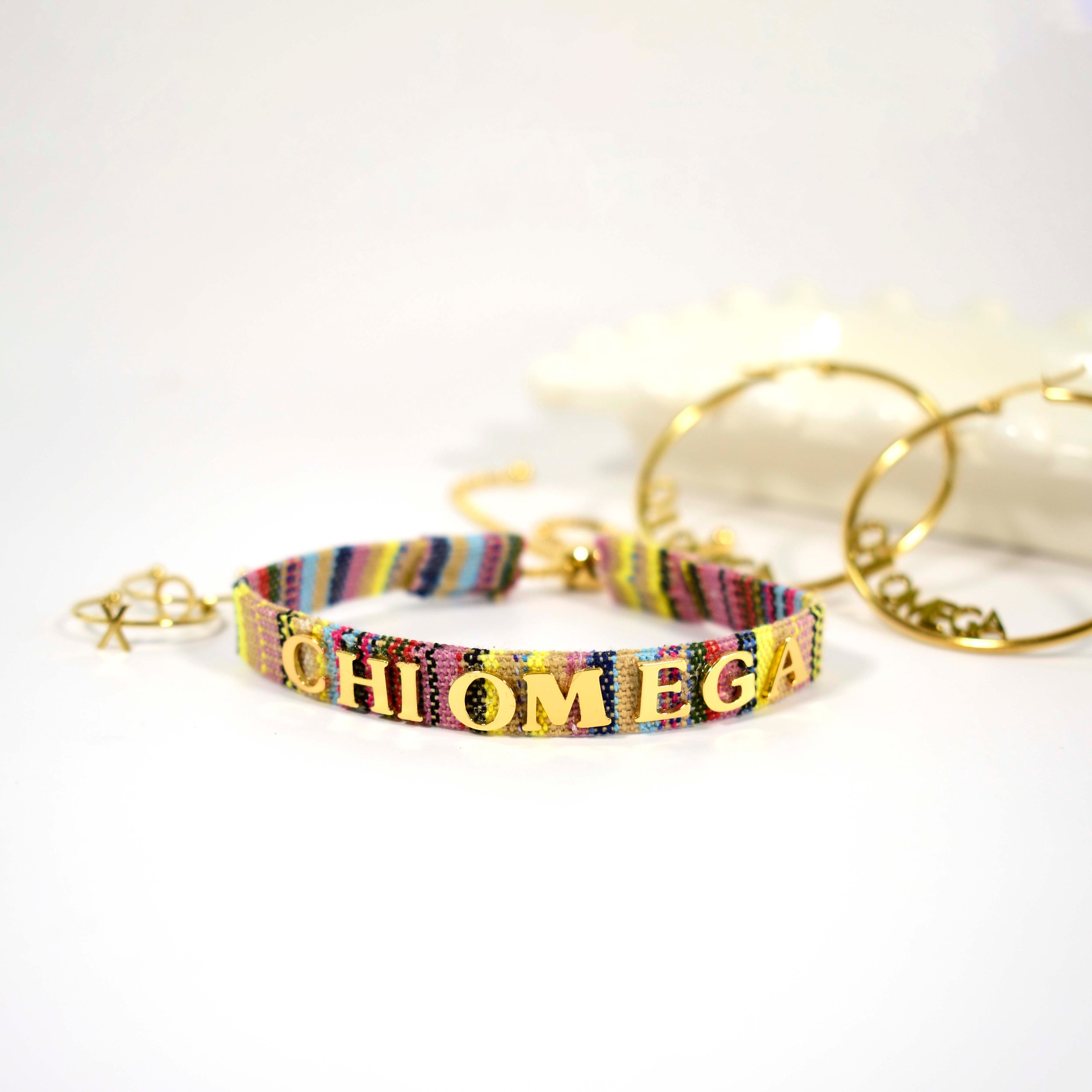 Chi Omega Woven Bracelet, Multi-Color Design
