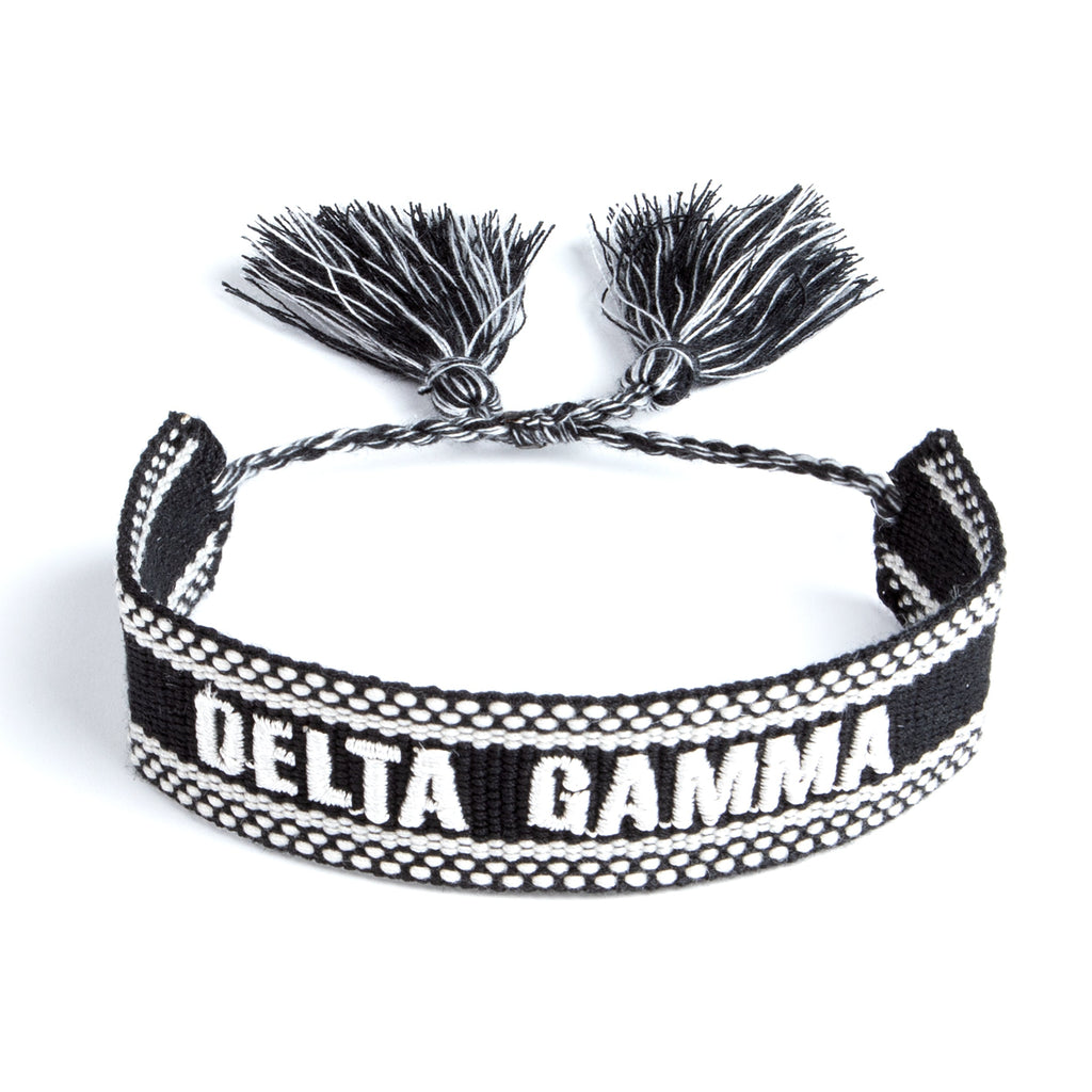 Delta Gamma Woven Bracelet, Black and White Design