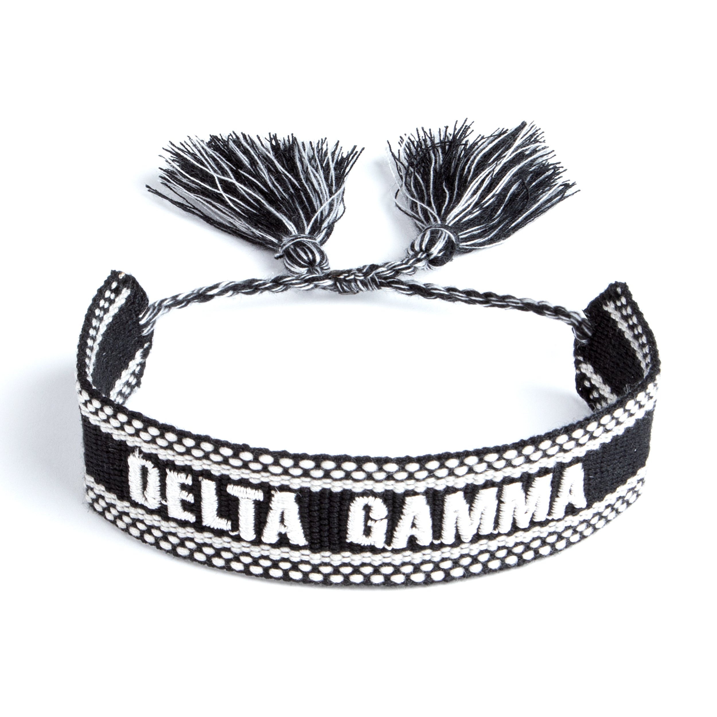 Delta Gamma Woven Bracelet, Black and White Design