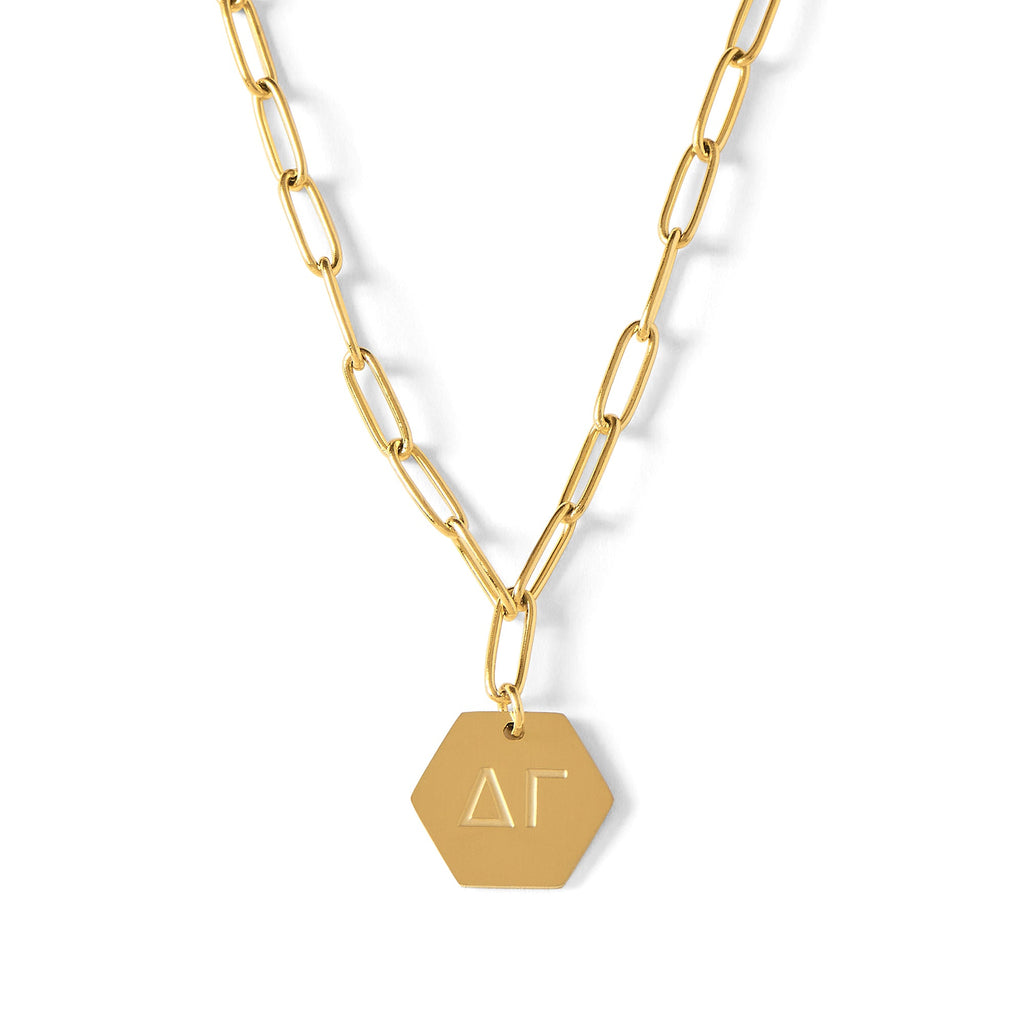 Delta Gamma Paperclip Necklace with DG Sorority Pendant