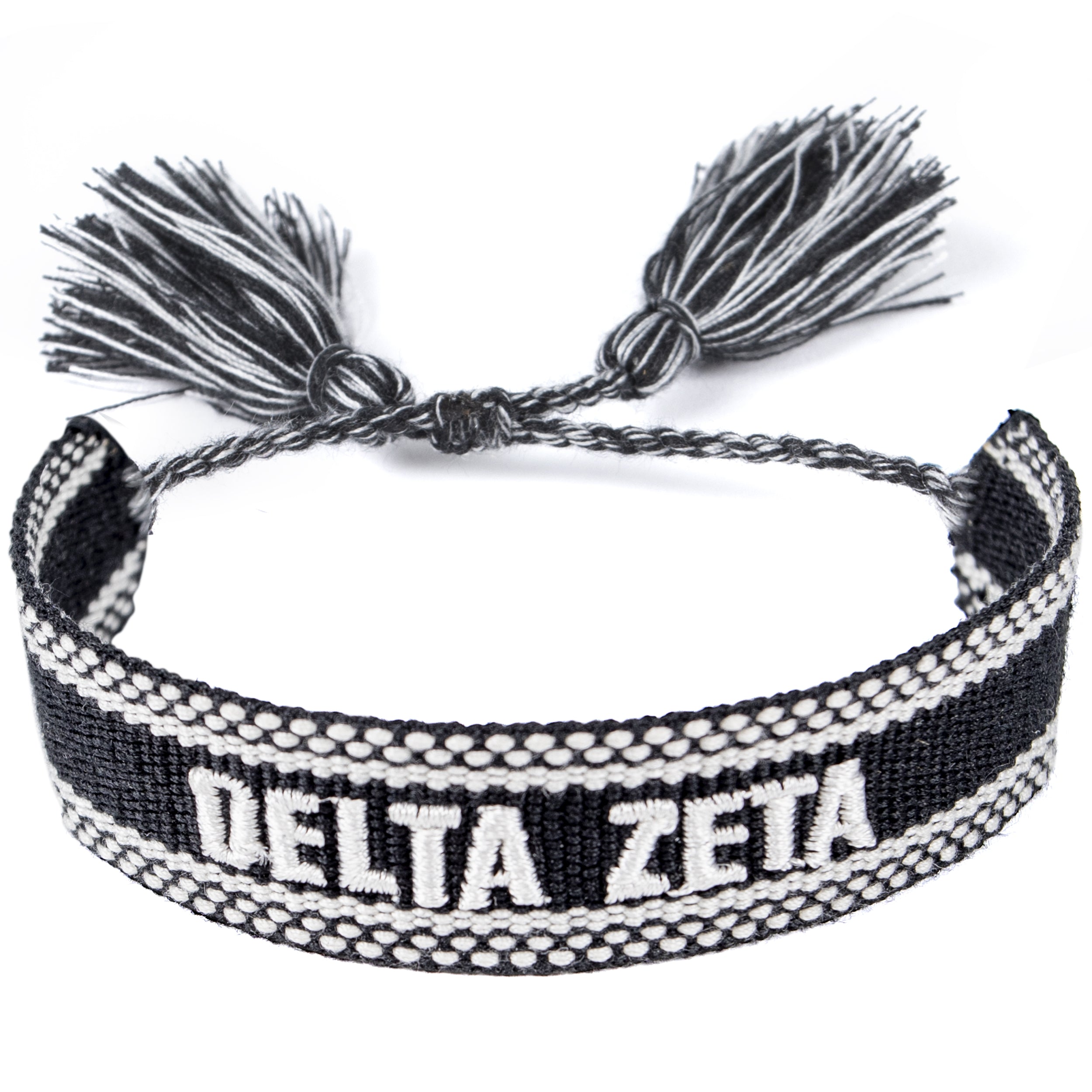Delta Zeta Woven Bracelet, Black and White Design