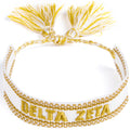 Delta Zeta Woven Bracelet, White and Gold Design