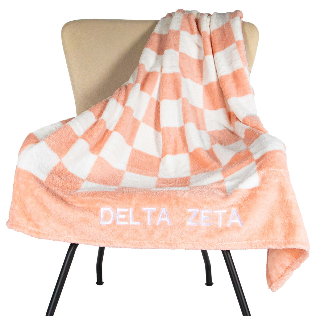 Delta Zeta Blanket - Thick Checkered Sherpa Blanket
