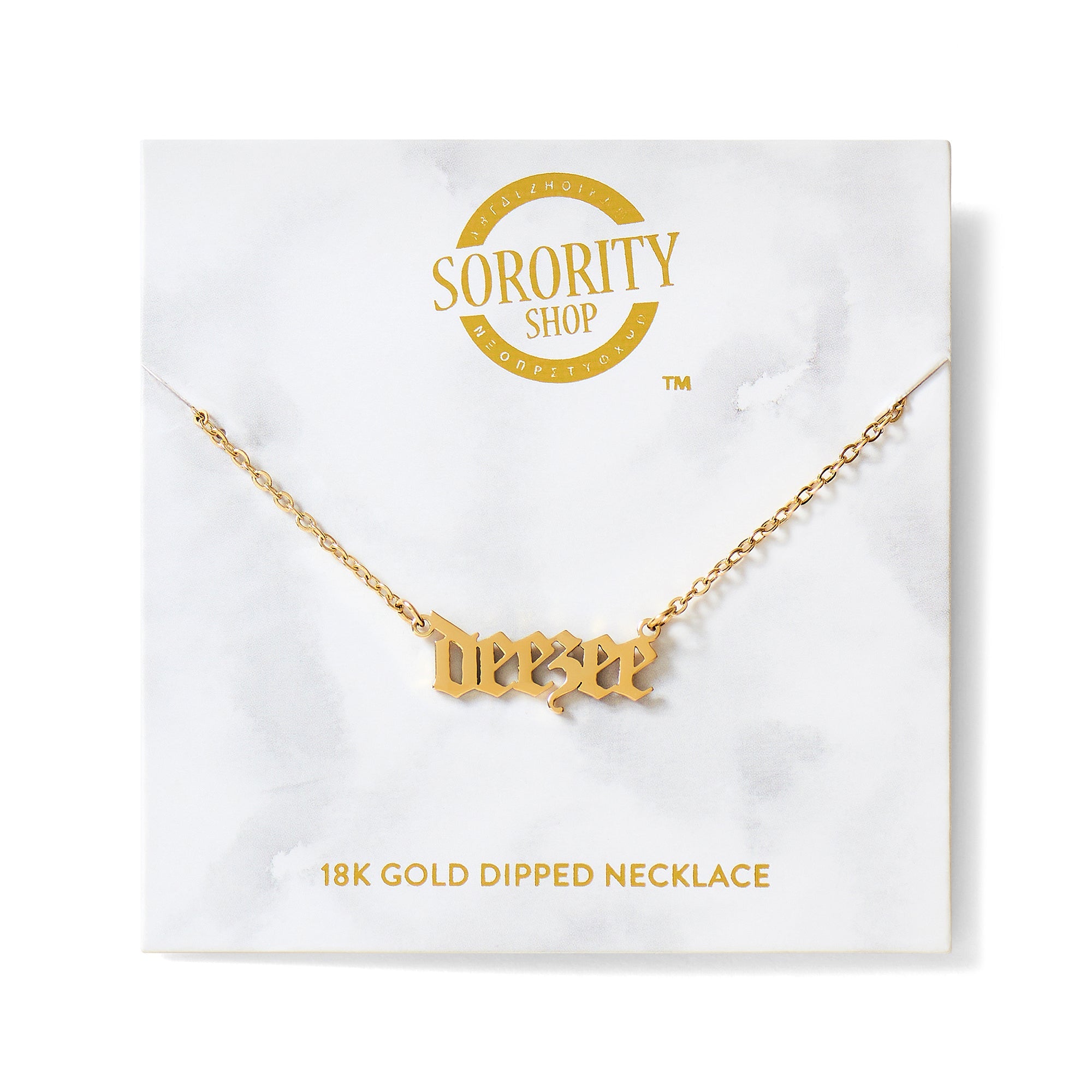 Delta Zeta Old English Style Sorority Necklace