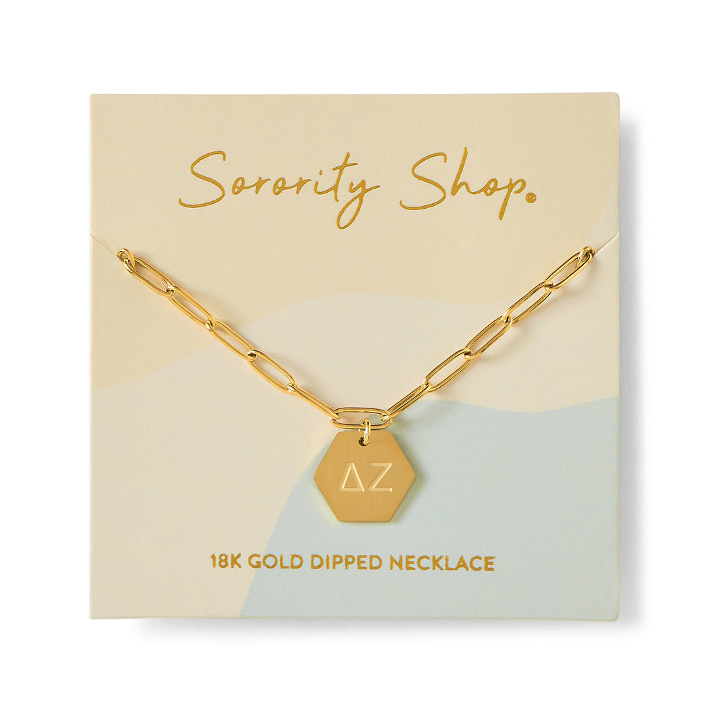 Delta Zeta Paperclip Necklace with DZ Sorority Pendant