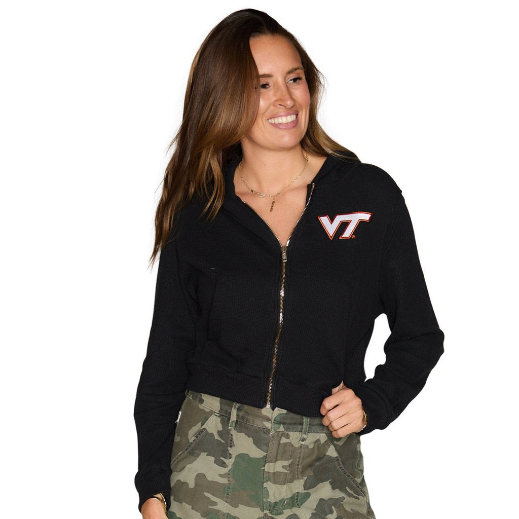 Virginia Tech Waffle Knit Zip Up Hoodie