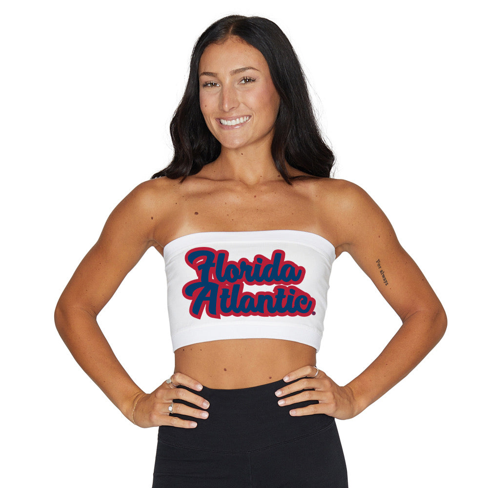 Florida Atlantic Owls Cursive White Bandeau Top