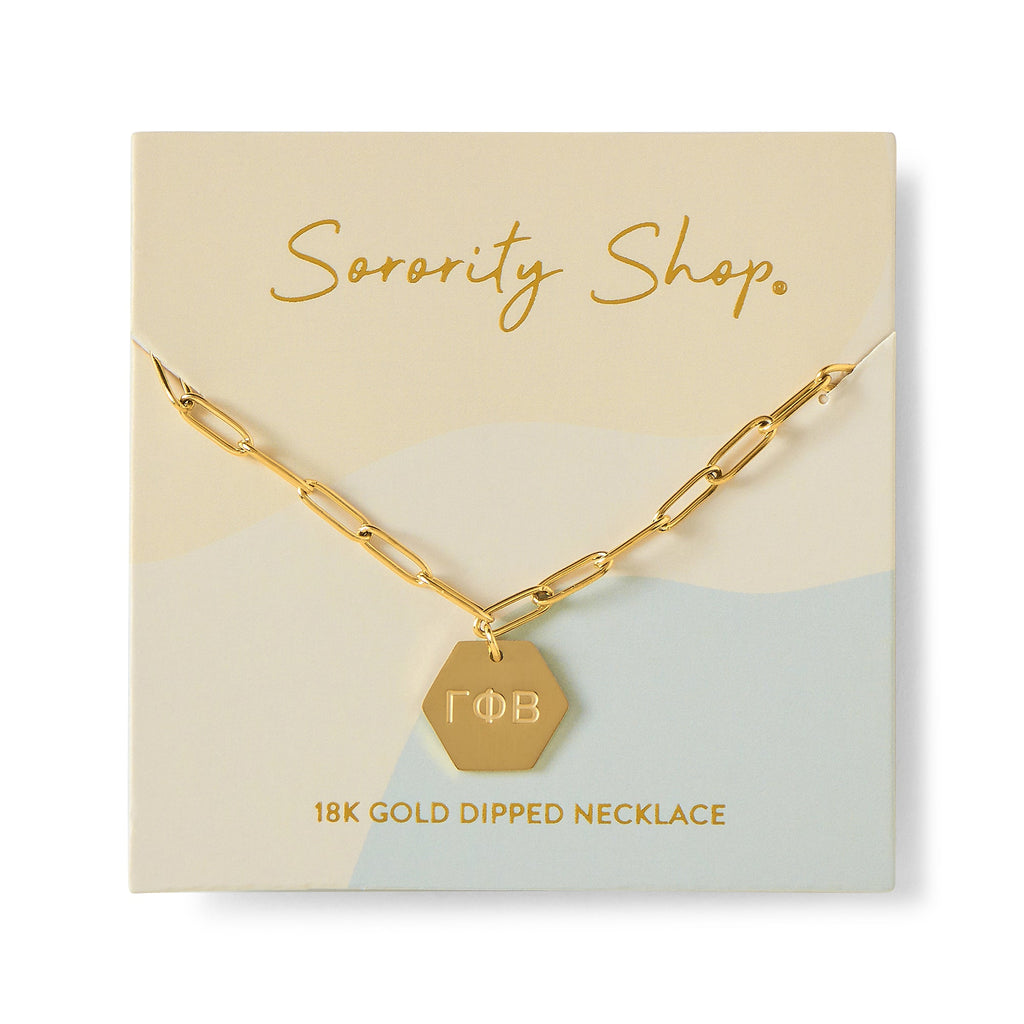 Gamma Phi Beta Paperclip Necklace with GPB Sorority Pendant