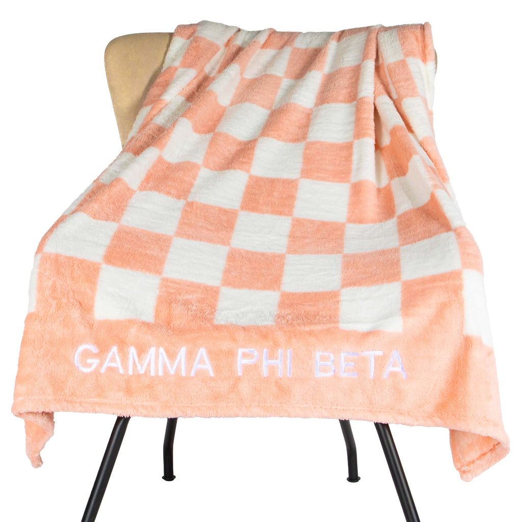 Gamma Phi Beta Blanket - Thick Checkered Sherpa Blanket