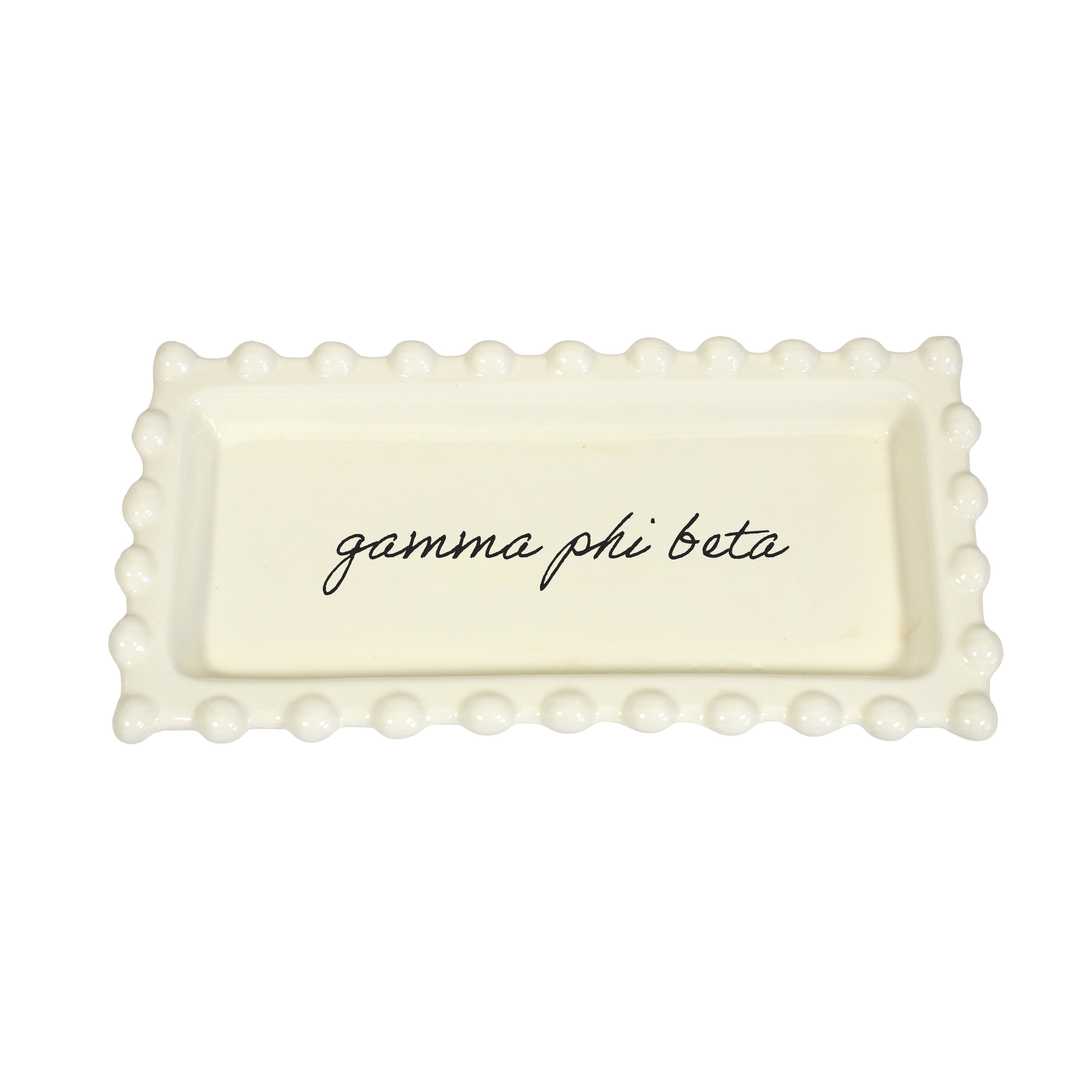 Gamma Phi Beta Jewelry Dish - Rectangular Cursive Script Sorority Name