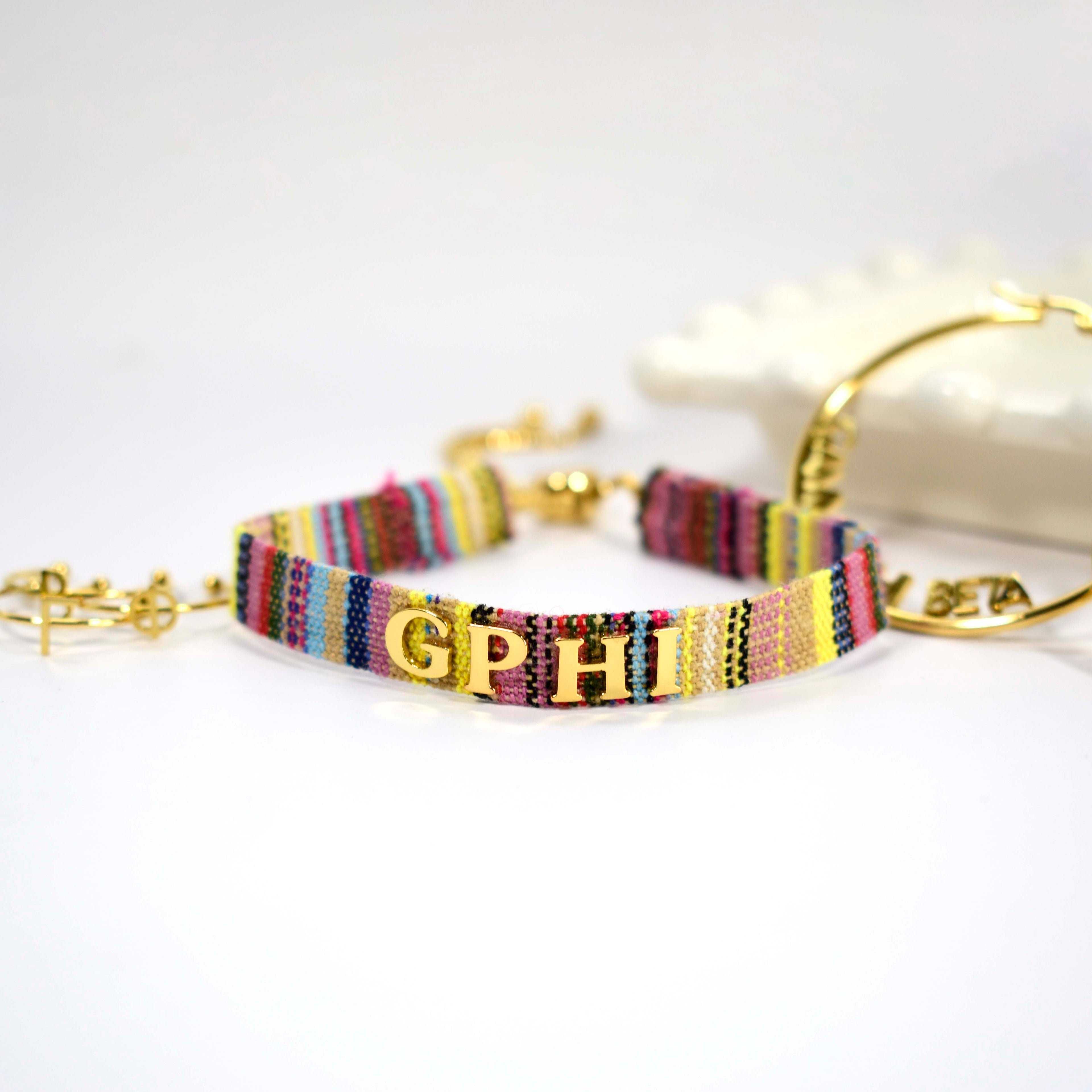Gamma Phi Beta Woven Bracelet, Multi-Color Design