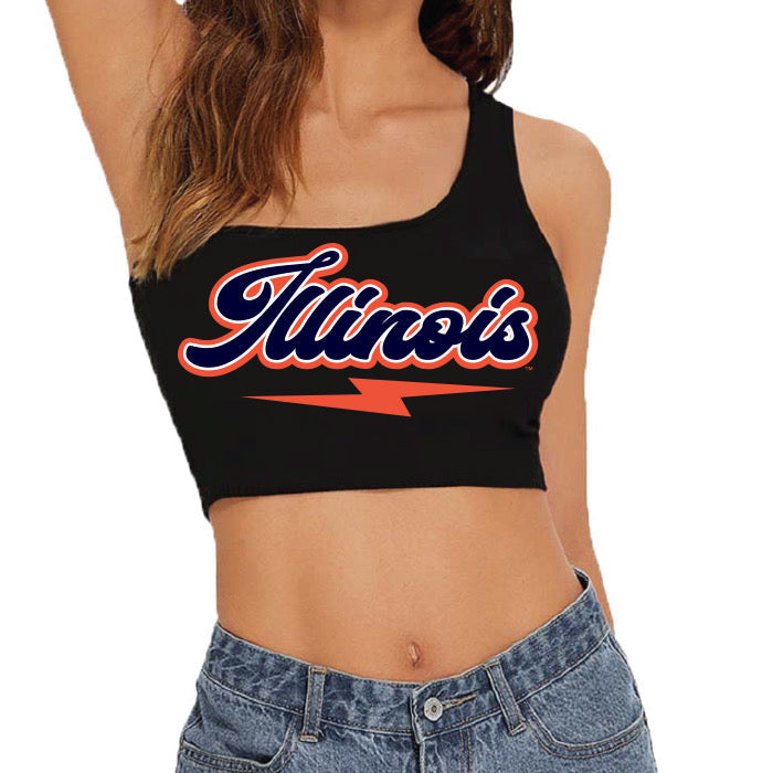 Illinois Fighting Illini Lightning One Shoulder Top