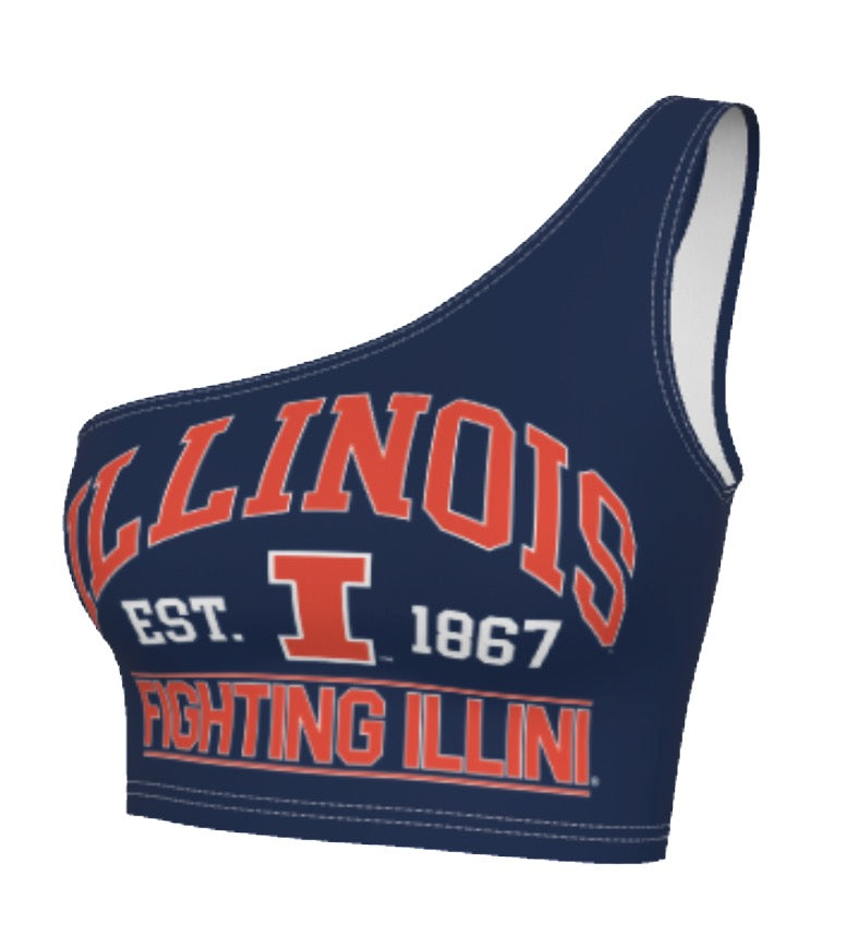 Illinois Fighting Illini Navy One Shoulder Top