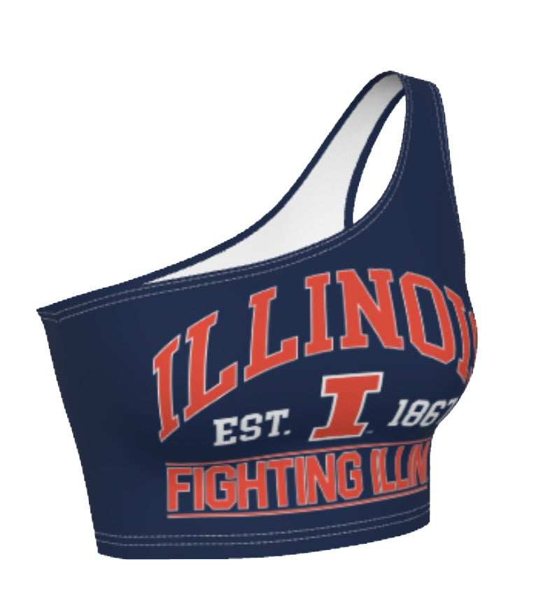 Illinois Fighting Illini Navy One Shoulder Top