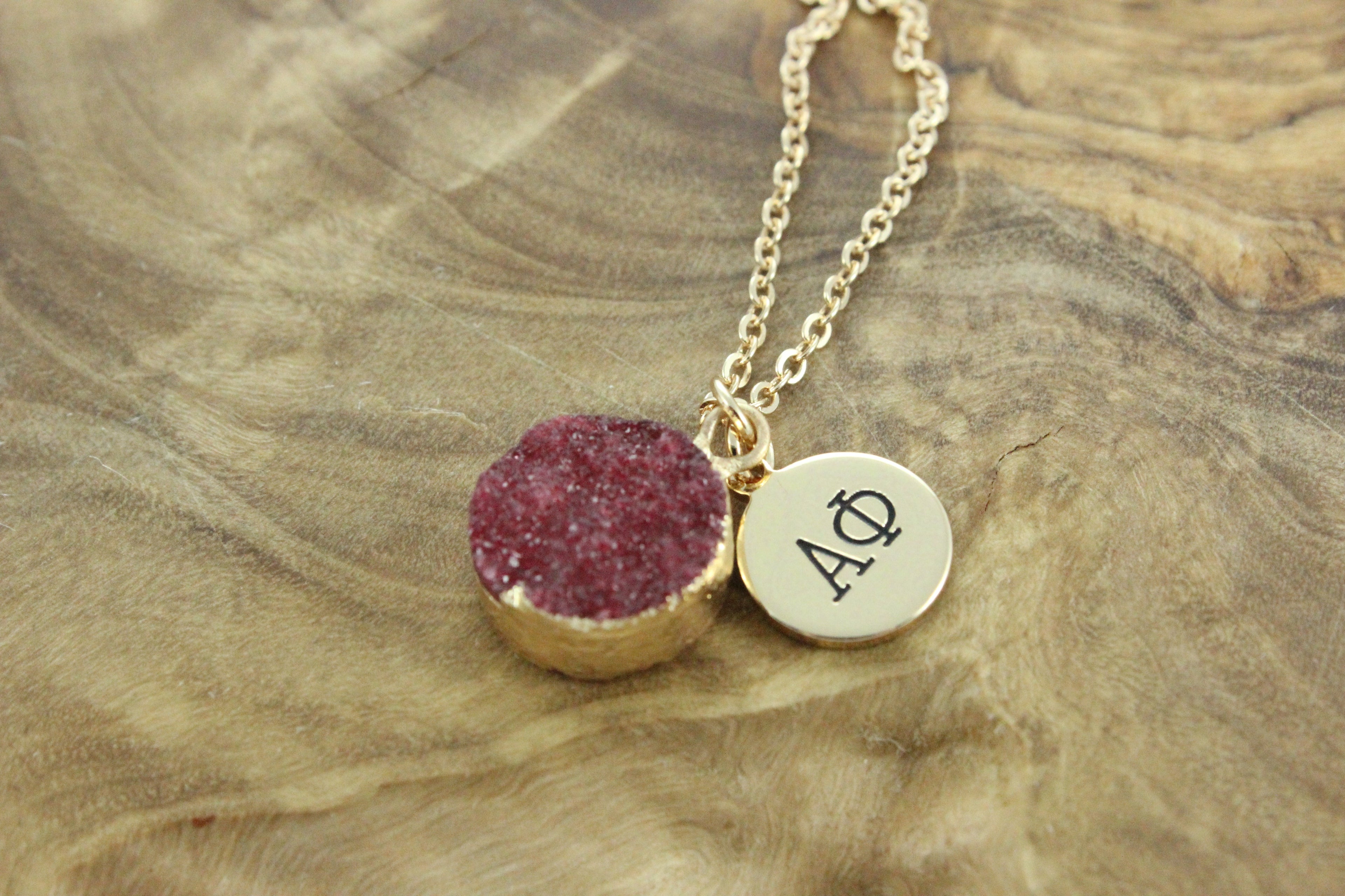 Alpha Phi Sisterhood Druzy Necklace
