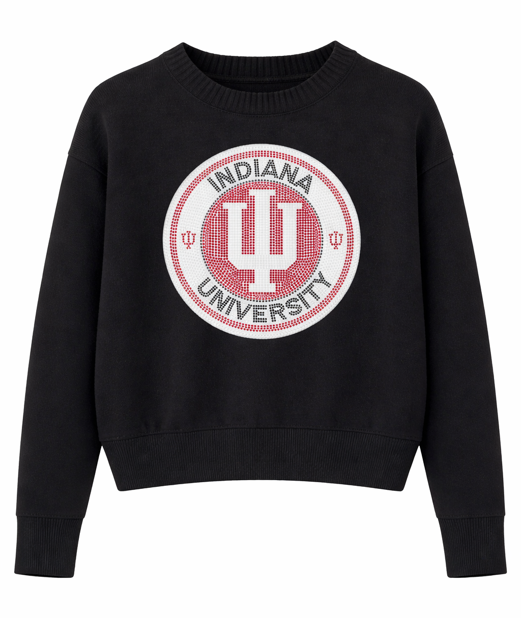 Indiana University Circle Logo Black Crewneck Sweater