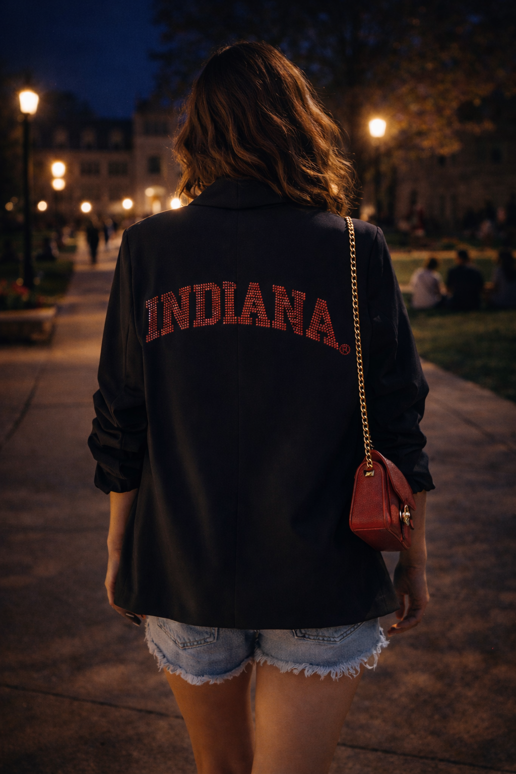 Indiana University Curve Ruched Black Blazer