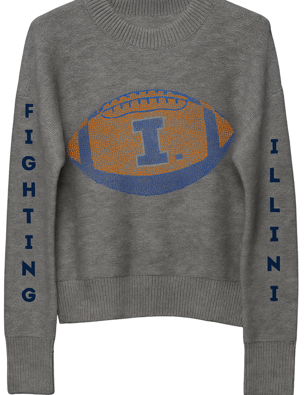 University of Illinois Gray Crewneck Fighting Illini Football Sweater