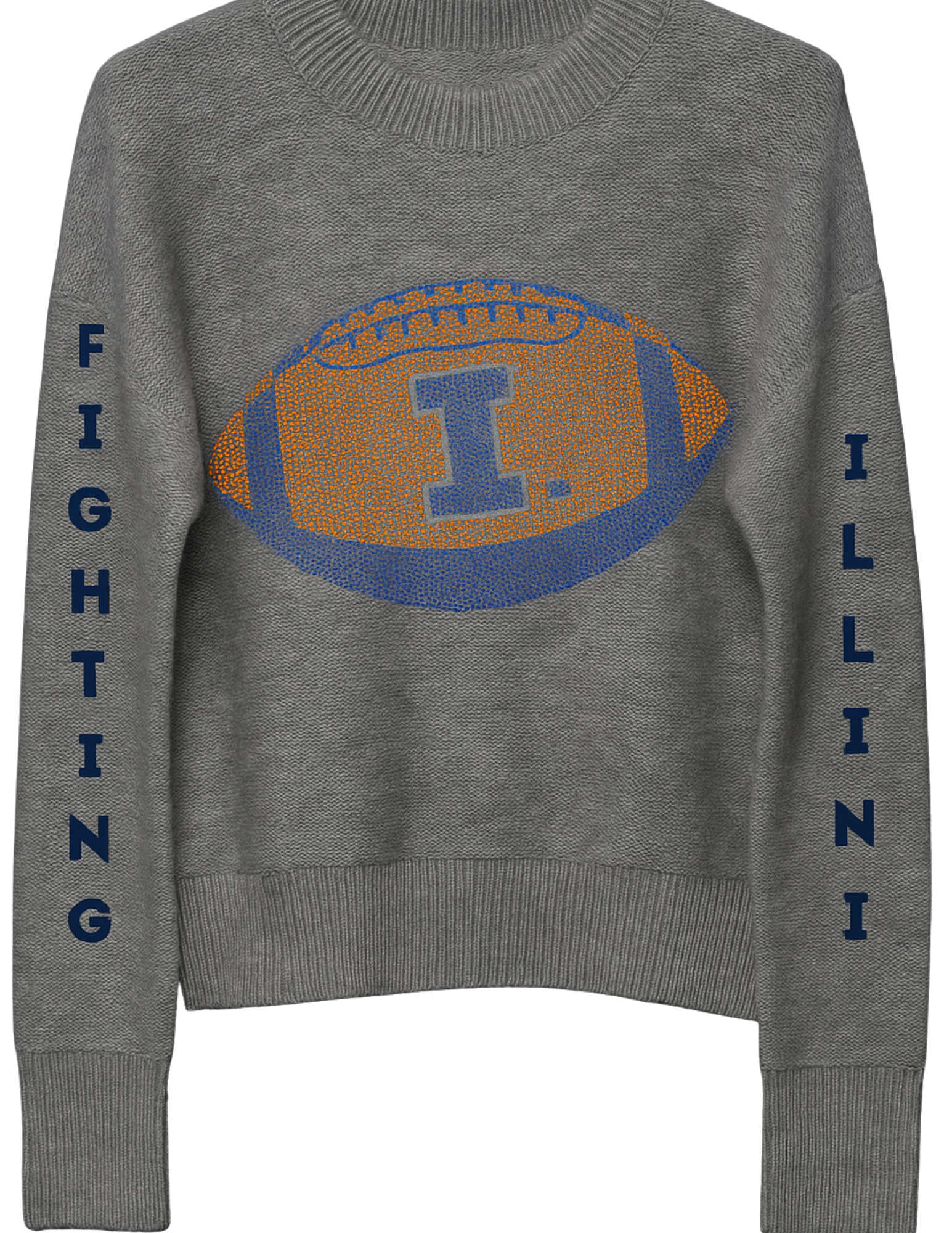 University of Illinois Gray Crewneck Fighting Illini Football Sweater