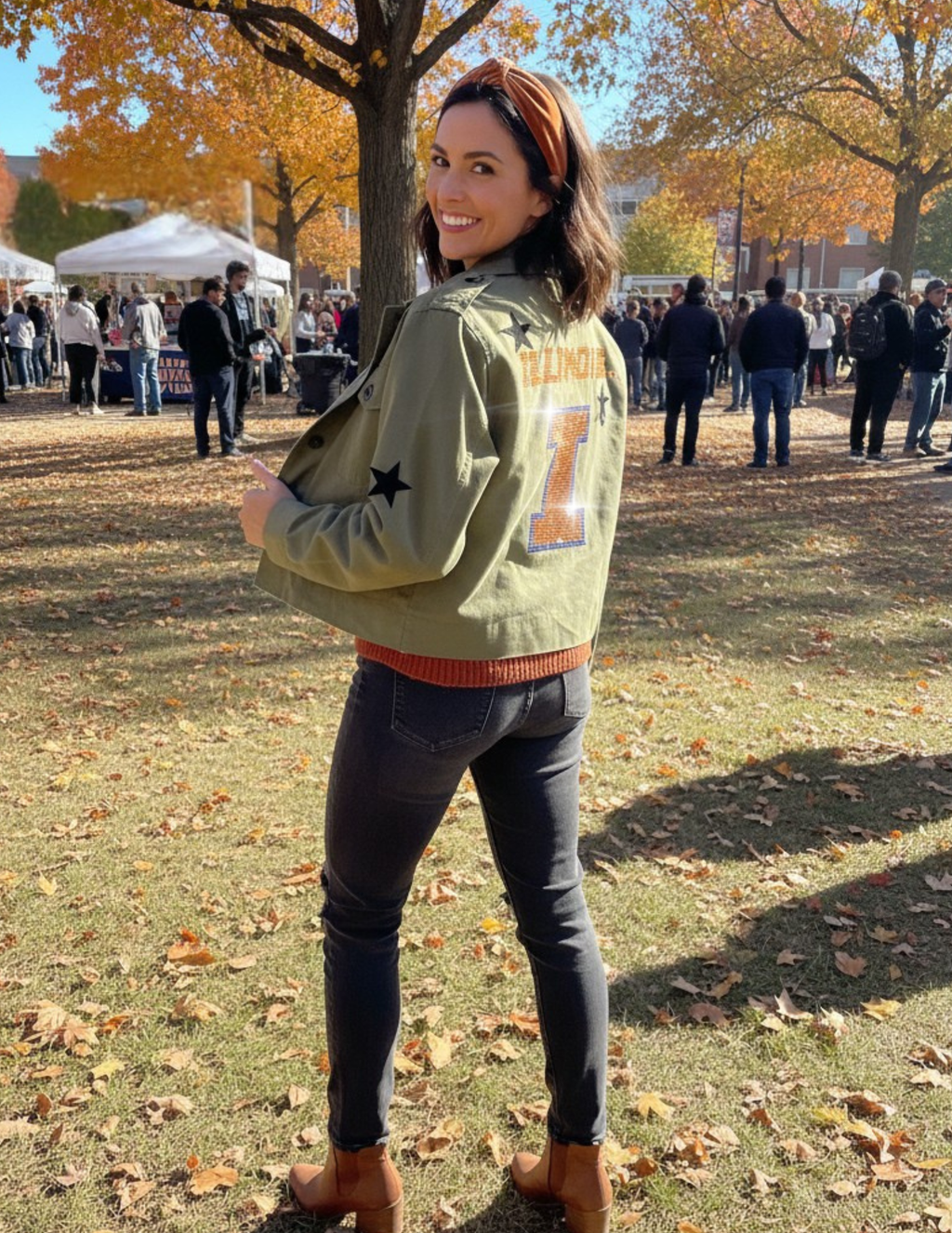 University of Illinois Block I Army Green Shacket