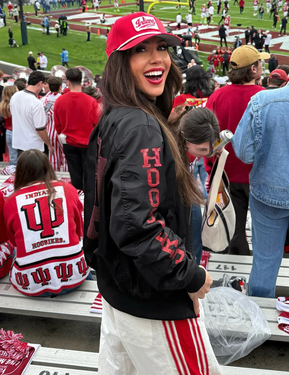 Indiana University Trident IU & Hoosiers Black Bomber Jacket